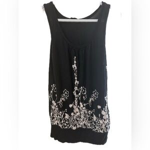 H&M Black Tank Top with White Floral Design